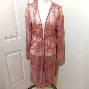 🌺 Like New Haute Monde Maxi Sheer Coverup/Duster/Kimono